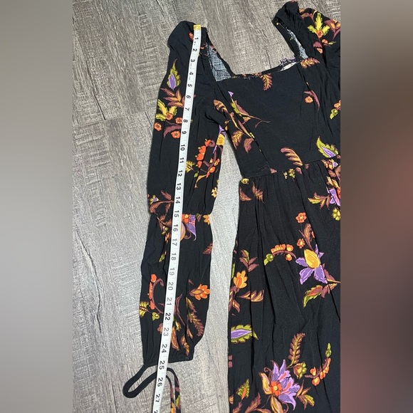 SO Black with Orange Floral Long Sleeve Sundress for Wedding Guest - Picture 7 of 9